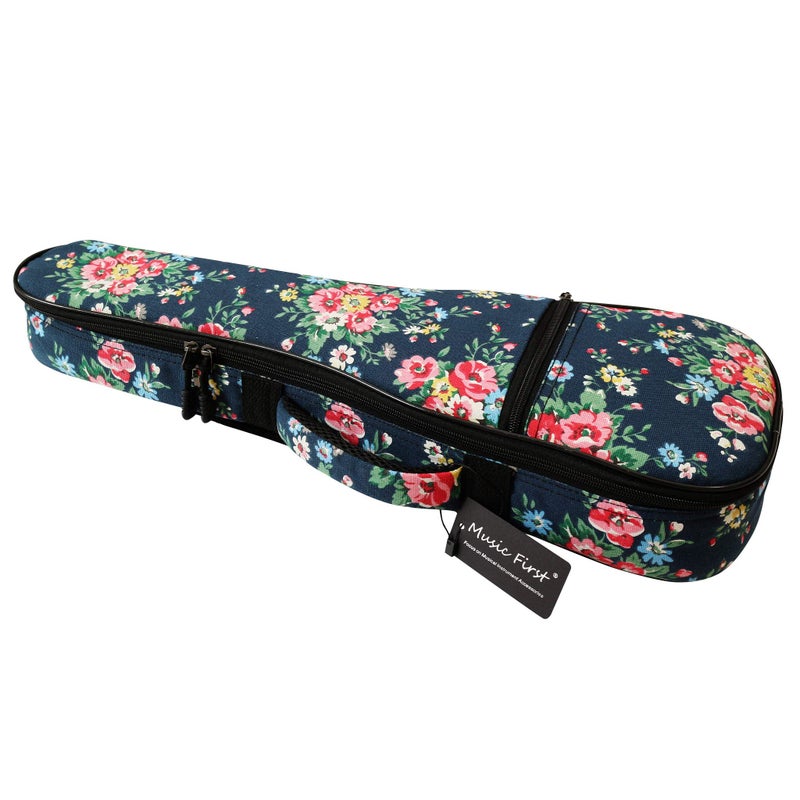 MUSIC FIRST Original Desgin, Canvas Dark Night Garden Floral Soprano Ukulele Case, Ukulele Bag, Ukulele Backpack (Fit for 21 inch Soprano Ukulele) - Image 3